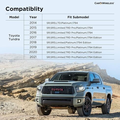 شاحن لاسلكي CarQiWireless لسيارة Toyota Tundra 2014 2015 2016 2017 2018 2019 2020 2021، لوحة شحن لاسلكية لوحدة التحكم المركزية لملحقات Toyota Tundra 2014-2021 in Saudi Arabia