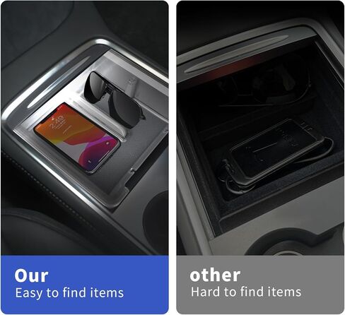 ملحقات طراز Tesla Model 3/Y 2024-2021 - مجموعة مسند ذراع صندوق تخزين أمامي وخلفي لوحدة التحكم المركزية (مجموعة من 3 قطع، مضيئة، تقنية مضادة للانزلاق) in Kuwait