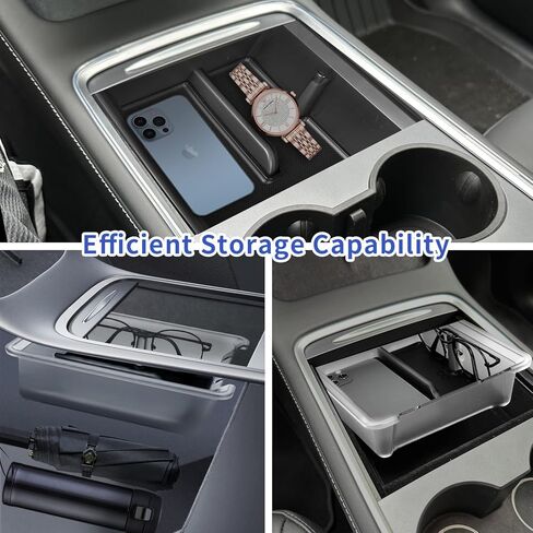 ملحقات طراز Tesla Model 3/Y 2024-2021 - مجموعة مسند ذراع صندوق تخزين أمامي وخلفي لوحدة التحكم المركزية (مجموعة من 3 قطع، مضيئة، تقنية مضادة للانزلاق) in Kuwait