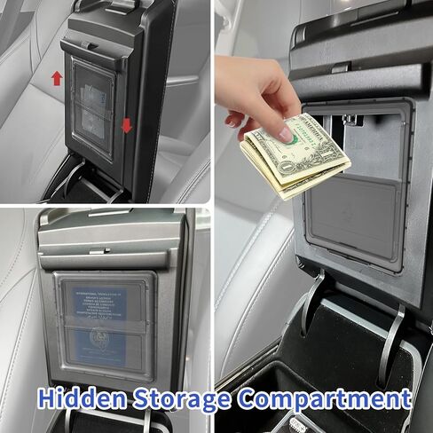 ملحقات طراز Tesla Model 3/Y 2024-2021 - مجموعة مسند ذراع صندوق تخزين أمامي وخلفي لوحدة التحكم المركزية (مجموعة من 3 قطع، مضيئة، تقنية مضادة للانزلاق) in Kuwait