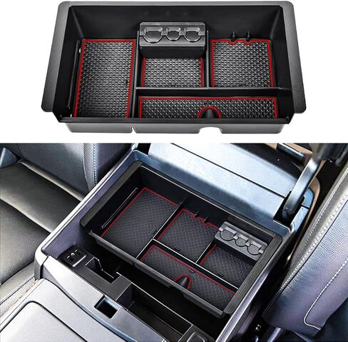 صينية تنظيم وحدة التحكم المركزية EDBETOS متوافقة مع ملحقات GMC Sierra 1500/Silverado 1500 2014-2018 / Silverado 2500/3500 HD 15-19 /Suburban/Tahoe/Yukon 15-20 صندوق تخزين مسند الذراع (زخرفة سوداء) in Kuwait