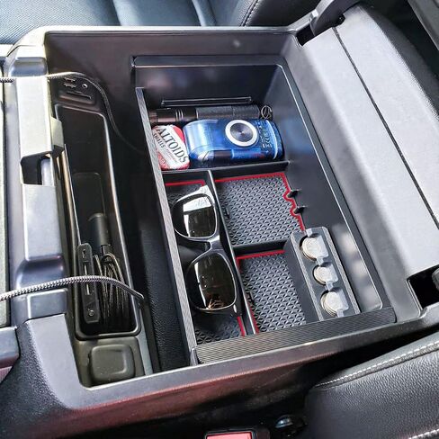 صينية تنظيم وحدة التحكم المركزية EDBETOS متوافقة مع ملحقات GMC Sierra 1500/Silverado 1500 2014-2018 / Silverado 2500/3500 HD 15-19 /Suburban/Tahoe/Yukon 15-20 صندوق تخزين مسند الذراع (زخرفة سوداء) in Kuwait