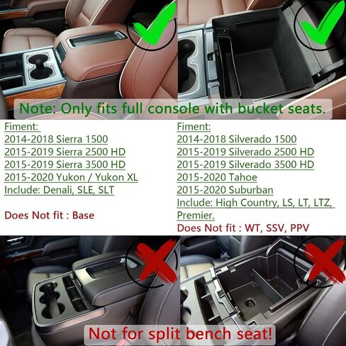 صينية تنظيم وحدة التحكم المركزية EDBETOS متوافقة مع ملحقات GMC Sierra 1500/Silverado 1500 2014-2018 / Silverado 2500/3500 HD 15-19 /Suburban/Tahoe/Yukon 15-20 صندوق تخزين مسند الذراع (زخرفة سوداء) in Kuwait