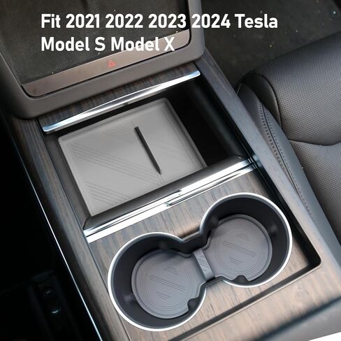 صينية تنظيم وحدة التحكم المركزية من Yumzeco متوافقة مع Tesla Model S Model X Plaid/Long Range 2021 2022 2023، نموذج S X صندوق تخزين وحدة التحكم المركزية من السيليكون لملحقات 2022 2023 Model S X in Kuwait