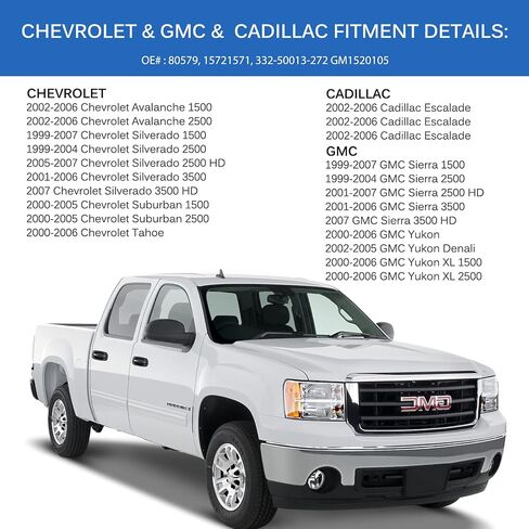 FAERSI مقبض الباب الخارجي استبدال جانب السائق الخلفي لـ 1999-2007 Chevy Silverado 1500 2500 HD، Tahoe، Suburban، Avalanche، GMC Sierra، Yukon Denali، Cadillac Escalade 80579 15721571 in Saudi Arabia