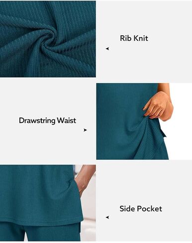Newshows Womens Summer 2 Piece Outfits Ribbed Knit Tank Tops Wide Leg Pants Lounge Set Matching Tracksuit 2024 Spring Fashion in Saudi Arabia