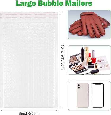 100 قطعة من فقاعات البريد 8 × 13 مظاريف مبطنة فقاعية، مظاريف بريدية بريدية، مظاريف تعبئة مقاومة للماء للشحن، تغليف حقيبة بوتيك غير شفافة للملابس، الأعمال الصغيرة in Kuwait