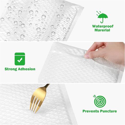 100 قطعة من فقاعات البريد 8 × 13 مظاريف مبطنة فقاعية، مظاريف بريدية بريدية، مظاريف تعبئة مقاومة للماء للشحن، تغليف حقيبة بوتيك غير شفافة للملابس، الأعمال الصغيرة in Kuwait