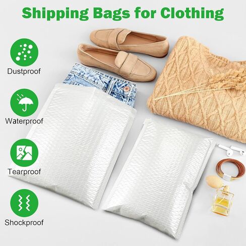 100 قطعة من فقاعات البريد 8 × 13 مظاريف مبطنة فقاعية، مظاريف بريدية بريدية، مظاريف تعبئة مقاومة للماء للشحن، تغليف حقيبة بوتيك غير شفافة للملابس، الأعمال الصغيرة in Kuwait