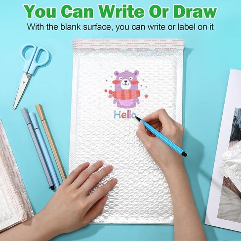 100 قطعة من فقاعات البريد 8 × 13 مظاريف مبطنة فقاعية، مظاريف بريدية بريدية، مظاريف تعبئة مقاومة للماء للشحن، تغليف حقيبة بوتيك غير شفافة للملابس، الأعمال الصغيرة in Kuwait