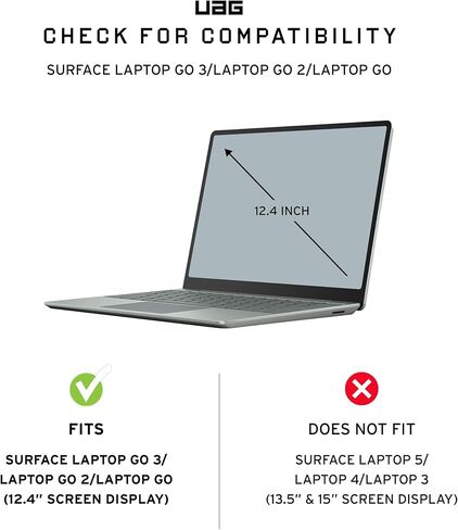UAG مصمم لجهاز Microsoft Surface Laptop Go 3 / Laptop Go 2 / حقيبة كمبيوتر محمول Go مقاس 12.4 بوصة Plyo Feather-Light شفافة وقوية عسكرية تم اختبارها على شكل غطاء كمبيوتر محمول Ice من URBAN ARMOR GEAR in Kuwait