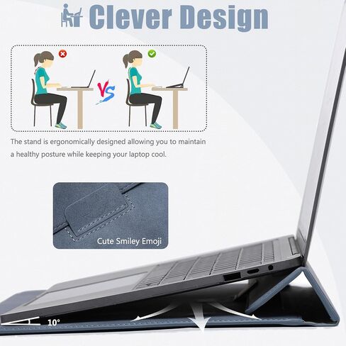 HYZUO 15 Inch Laptop Case Bag Sleeve with Stand for MacBook, Light Gray in Saudi Arabia