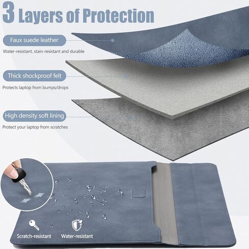 HYZUO 15 Inch Laptop Case Bag Sleeve with Stand for MacBook, Light Gray in Saudi Arabia