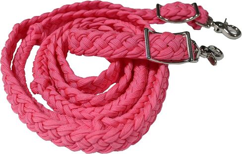 CHALLENGER Roping Knotted Tack Western Barrel Horse Reins Nylon Braided Pink 60724 in Saudi Arabia