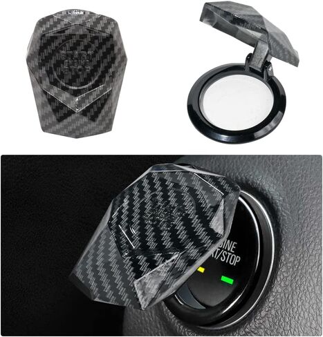 Engine StartStop Push Button Cover,Car Power Control Trim Car Switch Decoration, Aluminum Alloy Anti-Scratch Car Switch Cover (Closed Carbon Fibre) in Saudi Arabia