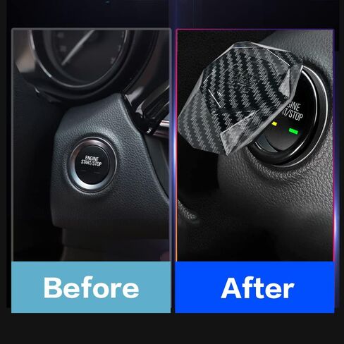 Engine StartStop Push Button Cover,Car Power Control Trim Car Switch Decoration, Aluminum Alloy Anti-Scratch Car Switch Cover (Closed Carbon Fibre) in Saudi Arabia