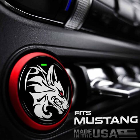 غطاء زر تشغيل Hellhound - متوافق مع Ford Mustang S550 Coyote GT GT350 GT500 Bullitt Ecoboost والمزيد - غطاء جل لاصق ثلاثي الأبعاد لزر إيقاف تشغيل المحرك MU-16 in Kuwait