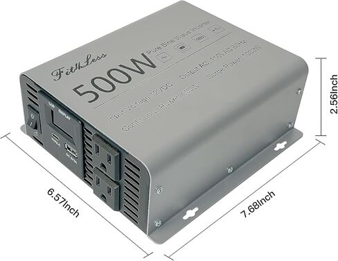 Pure sine Wave Inverter DC 12V Input and AC 110V Output with LCD Display, USB Output Port, Type-C Output Port(500W) in Saudi Arabia