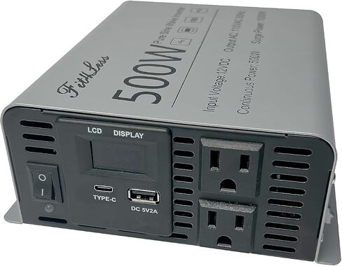 Pure sine Wave Inverter DC 12V Input and AC 110V Output with LCD Display, USB Output Port, Type-C Output Port(500W) in Saudi Arabia