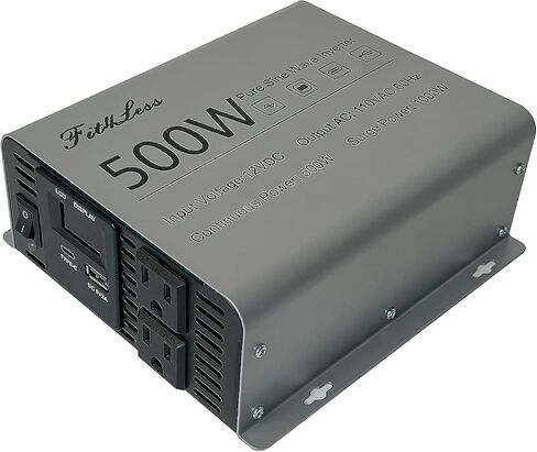 Pure sine Wave Inverter DC 12V Input and AC 110V Output with LCD Display, USB Output Port, Type-C Output Port(500W) in Saudi Arabia