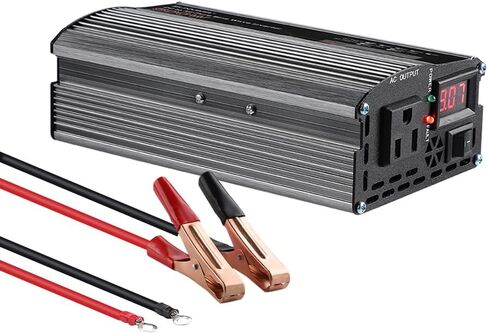 SUNYIMA Power Inverter, 500W Pure Sine Wave Inverter DC 12V to 110V AC Converter with Alligator Clip for Road Trip and Camping in Kuwait