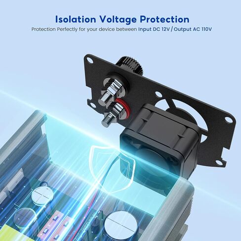 SUNYIMA Power Inverter, 500W Pure Sine Wave Inverter DC 12V to 110V AC Converter with Alligator Clip for Road Trip and Camping in Kuwait