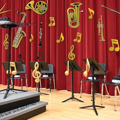 Beistle Foil Musical Instrument Cutouts 30 Piece, 17"-23.5", Gold/Black/Silver in Saudi Arabia