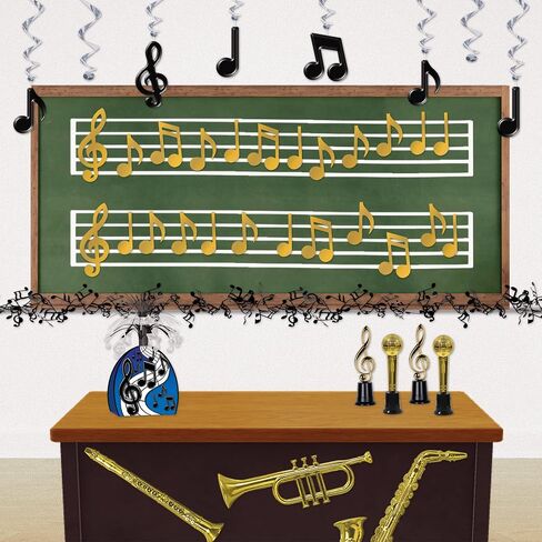 Beistle Foil Musical Instrument Cutouts 30 Piece, 17"-23.5", Gold/Black/Silver in Saudi Arabia