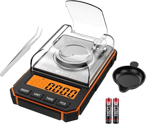 AMIR Digital Milligram Scale, 50g Portable Mini Scale, 0.001g Precise Graduation, Professional Pocket Scale with 50g Calibration Weights Tweezers (Batteries Included) in Kuwait