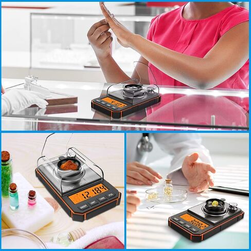 AMIR Digital Milligram Scale, 50g Portable Mini Scale, 0.001g Precise Graduation, Professional Pocket Scale with 50g Calibration Weights Tweezers (Batteries Included) in Kuwait