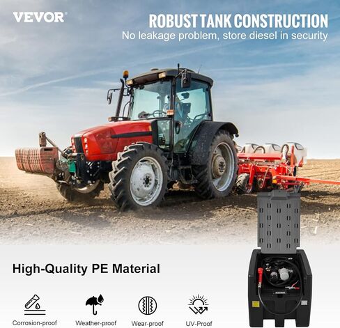 Portable Diesel Tank, 116 Gallon Capacity & 10 GPM Flow Rate, Diesel Fuel Tank with 12V Electric Transfer Pump and 13.1ft Rubber Hose, PE Diesel Transfer Tank for Easy Fuel Transportation, Black in Saudi Arabia