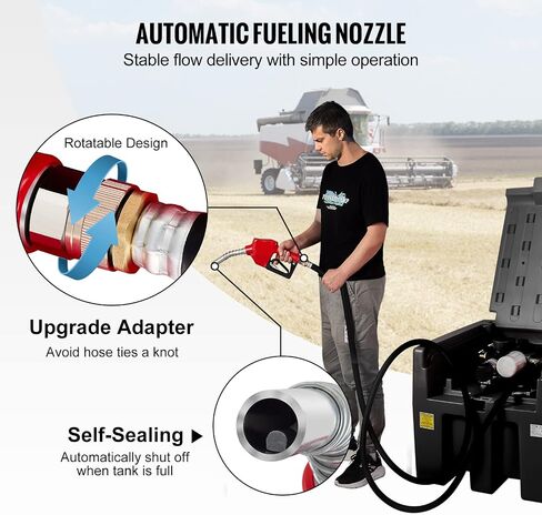 Portable Diesel Tank, 116 Gallon Capacity & 10 GPM Flow Rate, Diesel Fuel Tank with 12V Electric Transfer Pump and 13.1ft Rubber Hose, PE Diesel Transfer Tank for Easy Fuel Transportation, Black in Saudi Arabia
