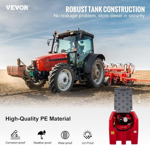 Portable Diesel Tank, 116 Gallon Capacity & 10 GPM Flow Rate, Diesel Fuel Tank with 12V Electric Transfer Pump and 13.1ft Rubber Hose, PE Diesel Transfer Tank for Easy Fuel Transportation, Black in Saudi Arabia
