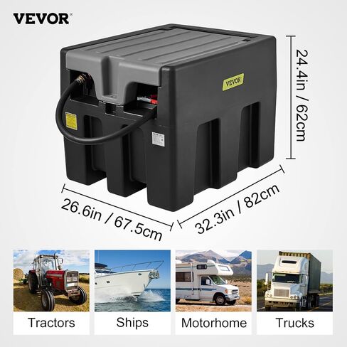 Portable Diesel Tank, 116 Gallon Capacity & 10 GPM Flow Rate, Diesel Fuel Tank with 12V Electric Transfer Pump and 13.1ft Rubber Hose, PE Diesel Transfer Tank for Easy Fuel Transportation, Black in Saudi Arabia