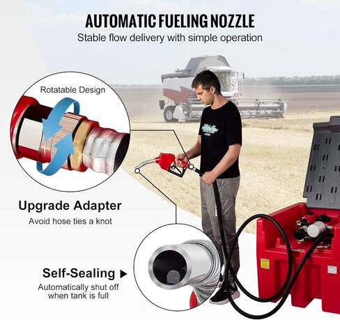 Portable Diesel Tank, 116 Gallon Capacity & 10 GPM Flow Rate, Diesel Fuel Tank with 12V Electric Transfer Pump and 13.1ft Rubber Hose, PE Diesel Transfer Tank for Easy Fuel Transportation, Black in Saudi Arabia