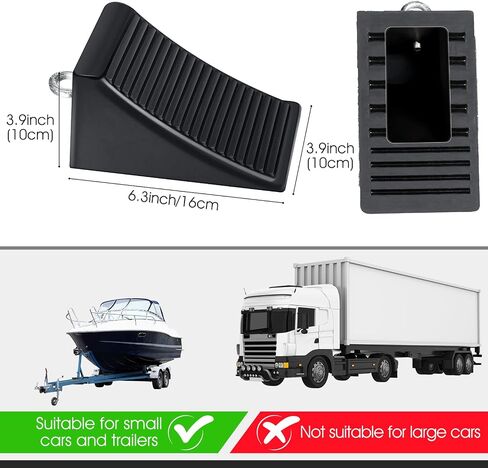 4 Pieces Wheel Chock with Eyebolt, 6.3 x 3.9 x 3.9 inch Wheel Black Blocks Rubber Stopper Wedge Essentials Accessories for RV Motorcycle Camper Travel Trailers Dirt Bike Garage Truck in Saudi Arabia