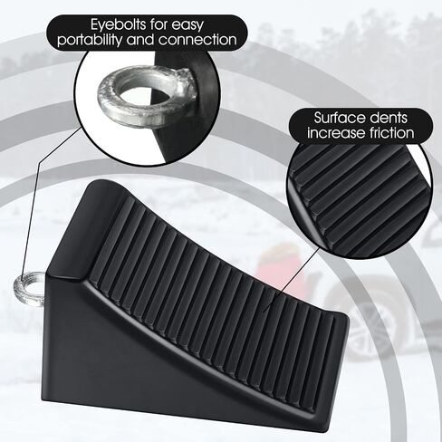 4 Pieces Wheel Chock with Eyebolt, 6.3 x 3.9 x 3.9 inch Wheel Black Blocks Rubber Stopper Wedge Essentials Accessories for RV Motorcycle Camper Travel Trailers Dirt Bike Garage Truck in Saudi Arabia