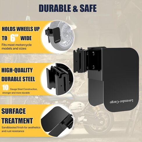 1 قطعة دراجة نارية Chock E Track، E Track Motorcycle Wheel Chock Floor Mount، تناسب الإطارات حتى عرض 6 بوصات، E Track Dirt Bike Wheel Chocks للمقطورة / المرآب / سرير الشاحنة (أسود) in Saudi Arabia