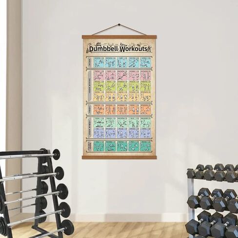 ملصق تمرين الدمبل وتمارين تدريب الدمبل ومخطط اللياقة البدنية للمنزل وصالة الألعاب الرياضية 16 بوصة × 27 بوصة مع إطار in Kuwait