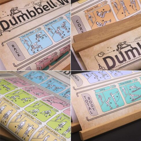 ملصق تمرين الدمبل وتمارين تدريب الدمبل ومخطط اللياقة البدنية للمنزل وصالة الألعاب الرياضية 16 بوصة × 27 بوصة مع إطار in Kuwait