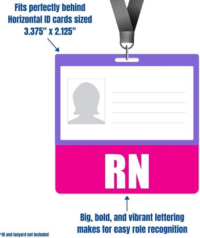 RN Badge Buddy (أزرق) - علامات شارة أفقية شديدة التحمل للممرضات المقيمين - بطاقة تعريف شارة مزدوجة الجوانب in Saudi Arabia