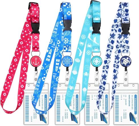 4 قطع من حبل الرحلات البحرية لبطاقات الشحن، حبال الرحلات البحرية القابلة للسحب مع حامل بكرة شارة الهوية المقاومة للماء وملحقات أساسيات الرحلات البحرية in Kuwait