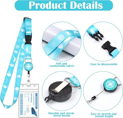 4 قطع من حبل الرحلات البحرية لبطاقات الشحن، حبال الرحلات البحرية القابلة للسحب مع حامل بكرة شارة الهوية المقاومة للماء وملحقات أساسيات الرحلات البحرية in Kuwait