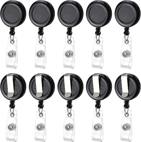 100 Pack Retractable Name Badge Holder Reel with Belt Clip Badge Reel Retractable for Teachers, Students, Office Workers (Black) in Kuwait