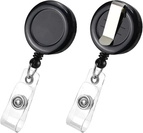100 Pack Retractable Name Badge Holder Reel with Belt Clip Badge Reel Retractable for Teachers, Students, Office Workers (Black) in Kuwait