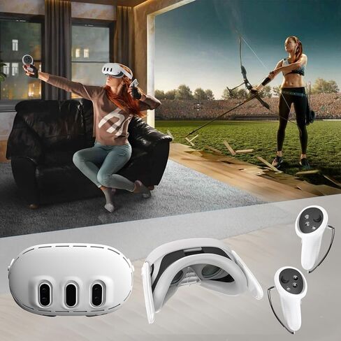 مجموعة ملحقات غطاء السيليكون لـ VR Oculus/Meta Quest 3 مع غطاء وحدة التحكم 3 في 1 مجموعة حافظة واقية غطاء مقاوم للعرق، غطاء وجه من السيليكون لسماعات الرأس غطاء حماية ملحقات أداة نظيفة in Kuwait