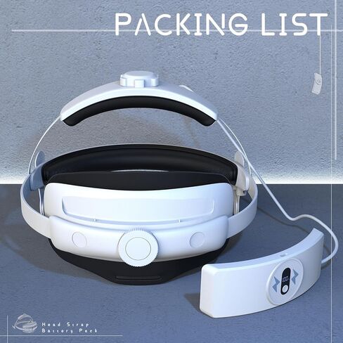 حزام رأس قابل للتعديل لجهاز Mate Oculus Quest 3 مع بطارية مغناطيسية، حزام النخبة مدمج ببطارية 5300 مللي أمبير في الساعة مع منفذ USB/Type-C/شاشة LCD رقمية لدعم سماعة الرأس VR in Kuwait