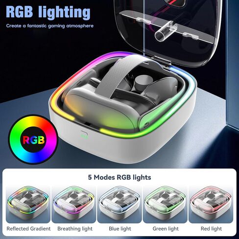 Grathia Charging Dock for Meta Quest 3, High Speed Charging Stand VR Headset Charging Stand for Meta Quest 3, Magnetic Charging Station for VR Headset with RGB Light 2 Batteries in Kuwait