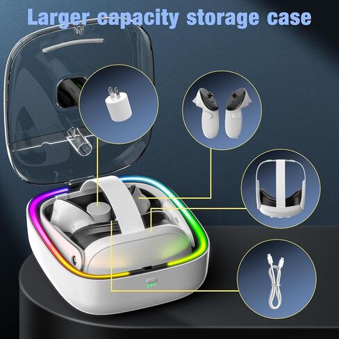 Grathia Charging Dock for Meta Quest 3, High Speed Charging Stand VR Headset Charging Stand for Meta Quest 3, Magnetic Charging Station for VR Headset with RGB Light 2 Batteries in Kuwait