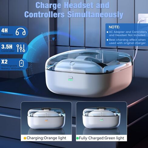 Grathia Charging Dock for Meta Quest 3, High Speed Charging Stand VR Headset Charging Stand for Meta Quest 3, Magnetic Charging Station for VR Headset with RGB Light 2 Batteries in Kuwait